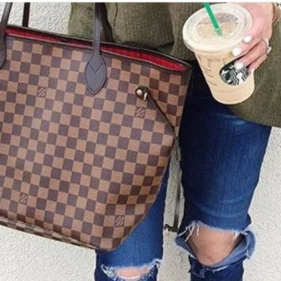 Louis Vuitton Large Damier Ebene Neverfull GM Tote Bag